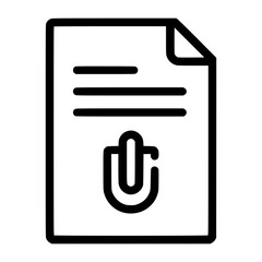 Poster - Simple black and white illustration of a document with a paperclip attached.