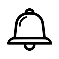 Poster - A simple black and white line drawing of a bell with a ringer, isolated on a white background.