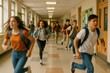 © Jelena - Motion Blurred Students Rushing To Class Creating Dynamic Educational Environment With Movement And Academic Activity Energy