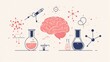 © Sampao - Illustration of scientific discovery with brain icon, chemical structures, and lab tools