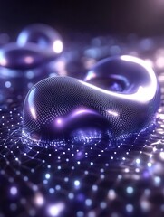 Poster - Abstract luminous shapes, digital network, futuristic technology background
