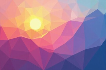 interlocking pastel polygons, diffused sunset light , triangle, clean, picture
