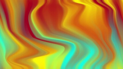 Poster - Abstract animated background with smooth flowing marble like waves in vibrant orange, yellow, and cyan hues, creating a seamless retro liquid texture perfect for artistic and creative visuals