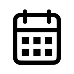 Poster - Black and white line art illustration of a calendar icon with a simple, minimalist design.