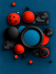 Poster - Geometric composition with layered elements against a dotted backdrop