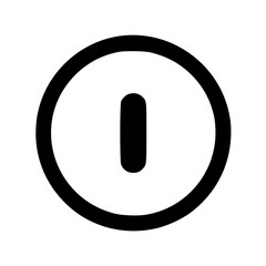 Fototapete - A simple, black and white power button icon, isolated on white.