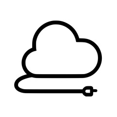 Fototapete - A cloud icon connected to a plug by a cable, depicted in a simple, minimalist line drawing.