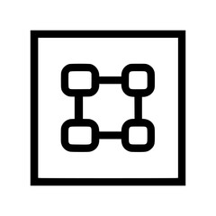 Poster - Simple graphic design of interconnected squares within a square frame.