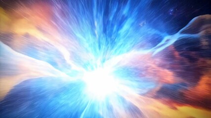 Wall Mural - Abstract cosmic explosion with fiery energy and celestial light effects in a dark universe, creating a dynamic visual spectacle.