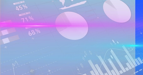 Poster - Displaying 3D spheres floating over analytics UI, with percentage labels, testing bars, pink streak