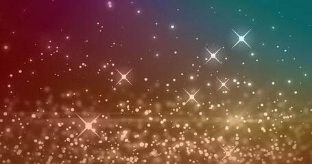 Poster - Radiating abstract gradient backdrop shining on canvas, with bokeh dots and star-shaped sparkles