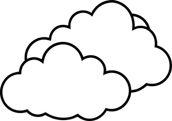 Poster - Black and white outlined illustration depicting two overlapping clouds in a simple flat design