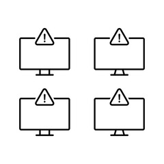 Fototapete - Warning sign on computer monitor outline icon. Malware and virus alert sign symbol