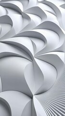 Monochrome geometric patterns cascading across a three dimensional surface for modern abstract art.