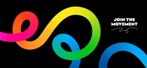 Poster - Gradient Lines Abstract Background. Wave Color Shapes Pattern. Vector 3D Curve Elements. Spiral Rainbow Ribbon Graphic Design.