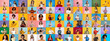 © Prostock-studio - A vibrant collection features diverse individuals engaging in various activities, expressing emotions and lifestyles. The background is filled with bright colors, highlighting diversity.