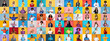 © Prostock-studio - A vibrant collection of diverse individuals, each with unique expressions and styles, stands against bright backgrounds.