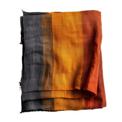 Poster - Luxurious silk scarf featuring vibrant gradient of colors, transitioning from deep gray to warm orange and red hues. This elegant accessory adds touch of sophistication to any outfit