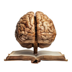 Poster - Creative representation of brain emerging from open book, symbolizing knowledge and learning. intricate details of brain highlight its complexity and connection to education