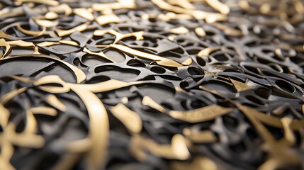 Poster - Intricate metalwork design with gold and dark accents.