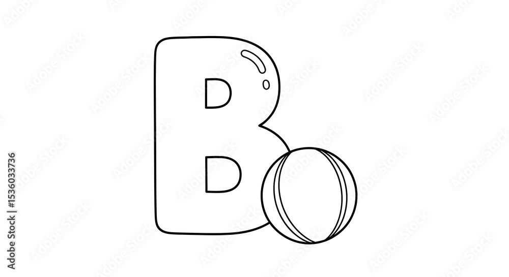 Letter b with ball coloring page for kids alphabet learning activity ...