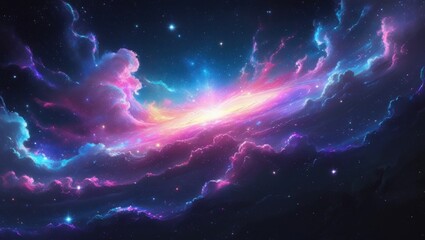 Wall Mural - Vibrant nebulae and cosmic clouds in a starry night sky.