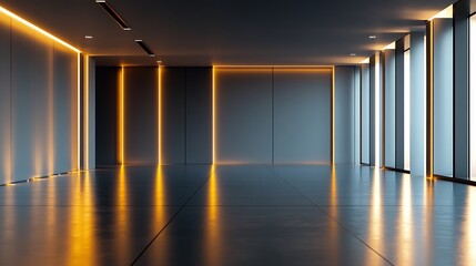 Fototapete - Illuminated Room Interior with Modern Lighting Design
