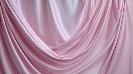 Poster - Elegant Pink Satin Fabric Drapery Soft Smooth Texture Background Luxurious Textile Closeup Studio Shot High Resolution Image Pastel Pink Drape Smooth Silk Material Pink Background 