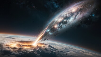 Wall Mural - Cosmic impact on a distant planet.