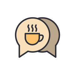 Poster - Engaging Conversation About Coffee Breaks Concept Flat Design Icon