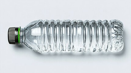 Poster - Clear plastic water bottle lying on a light background.