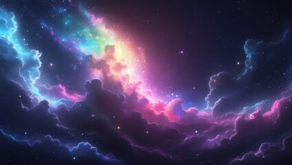 Wall Mural - Colorful celestial cloudscapes in a cosmic nebula.