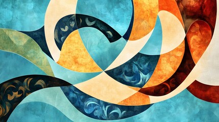 Poster - A vibrant abstract design with flowing shapes and diverse colors.