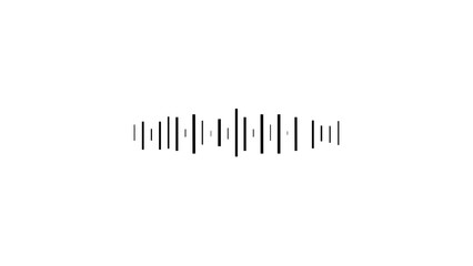 Poster - Abstract minimalistic black and white soundwave visualization design isolated on white background representing audio, music, rhythm, voice, podcast, and communication waves.
