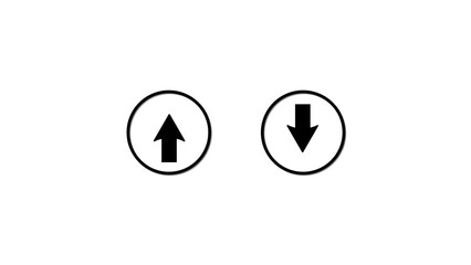 Poster - Vector illustration featuring upward and downward arrows enclosed within circular frames, ideal for signifying navigation, direction, or contrasting concepts against a blank background.