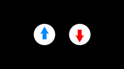 Poster - Up and down arrows representing positive and negative direction in a modern and minimalist design concept on a black background