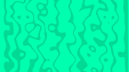 Poster - Organic and flowing digital art illustration featuring a pattern of fluid lines and soft shapes in vibrant teal green color creating a calming impression.