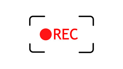 Fototapete - Recording icon with a red circle and rec text representing video or audio capture ready to record a clip.