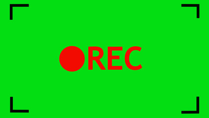 Fototapete - Green screen recording interface visual with red rec text and corner crop marks for video production and content creation.
