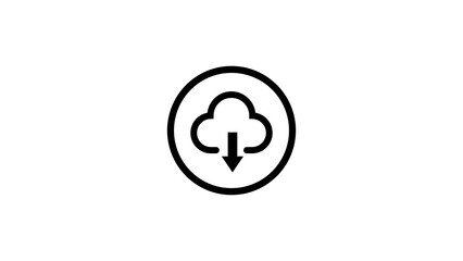 Fototapete - Cloud download icon simple minimalist design representing data transfer and connectivity for technology business and software concepts on white background