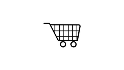 Poster - Simple black and white shopping cart icon representing e commerce and retail transactions on a clean white background