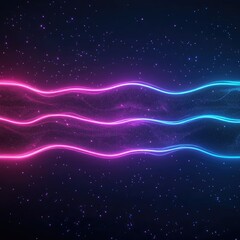Fototapete - Vibrant Colorful Neon Waves on Dark Background for Creative Design