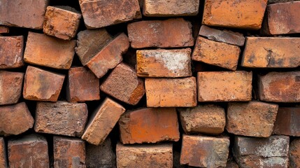 Aufkleber - Weathered brown bricks in tight arrangement, rustic surface ideal for vintage or industrial backdrop