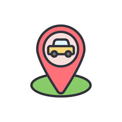 Poster - Car Location Pointer Icon On Transparent Vector Illustration