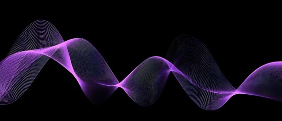 Poster - Abstract Purple Wave Pattern on Black Background