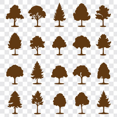 Wall Mural - Set of tree silhouette vector