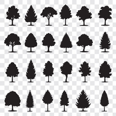 Wall Mural - Set of tree silhouette vector