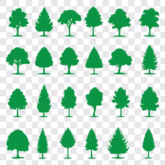 Wall Mural - Set of tree silhouette vector