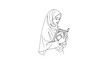 © WalidSmith - Elegant line art of a woman in hijab reading an ornate book.