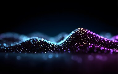 Poster - Abstract Wave of Illuminated Particles in Gradient Colors